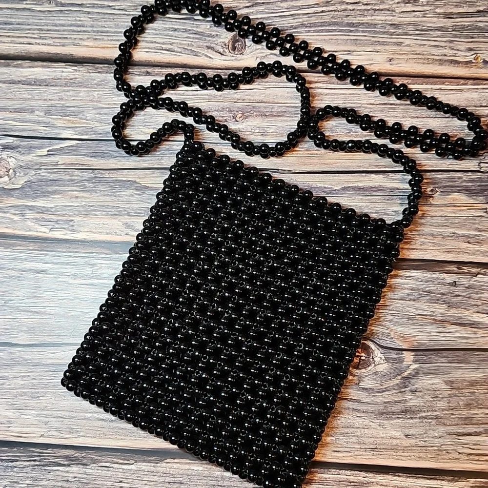 BLACK BEADED CROSSBODY BAG - Picture 3 of 10